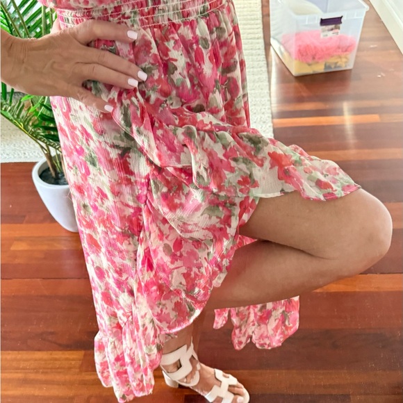 MISA Rumi One shoulder Floral high low Pink Ruffle dress - Picture 5 of 8